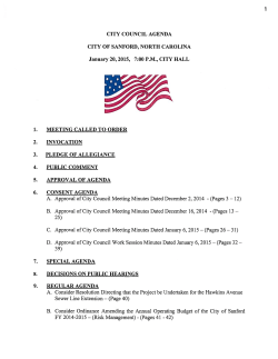 1 CITY COUNCIL AGENDA CITY OF SANFORD, NORTH