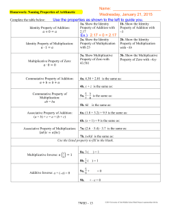 Name: Wednesday, January 21, 2015 2.17 + 0 = 2.17 Ex.) Use the