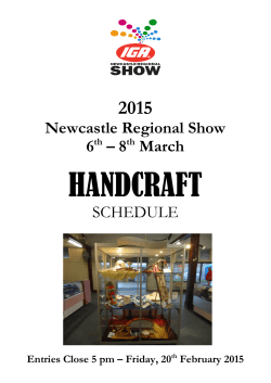 2015 Handcraft Schedule