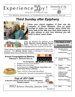 Weekly Newsletter - Community of Joy, ELCA