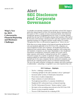 Alert SEC Disclosure and Corporate Governance
