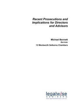 Recent Prosecutions and Implications for Directors and Advisors