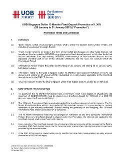 UOB Singapore Dollar 13 Months Fixed Deposit Promotion of 1.30