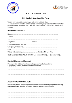 Club Membership Form – Adults 2015