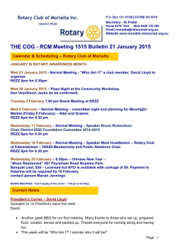 26 Rotary COG Newsletter 21 January 2015