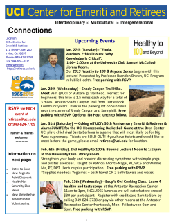 January 2015 Newsletter - Center for Emeriti and Retirees | UCI