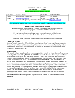Spring 2015 - Online BADM 310 – Business Finance Dr. Pavel