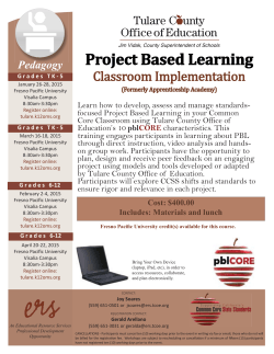 PBL Classroom Implementation - Tulare County Office of Education