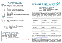 NOTICES FOR SUNDAY 25 JANUARY 2015