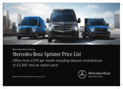 Mercedes-Benz Sprinter Price List