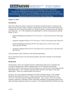 Proposed MI 91-101 Derivatives Product Determination and