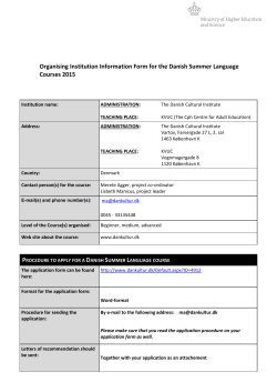Organising Institution Information Form for the Danish Summer