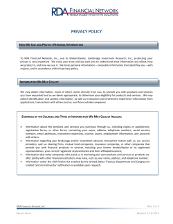 Privacy Policy - RDA Financial Network