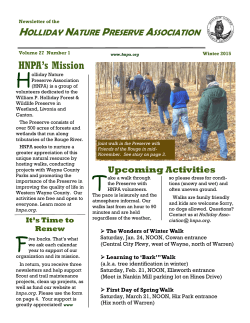 HNPA-Winter 2015 - Holliday Nature Preserve