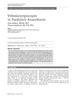 Videolaryngoscopes in Paediatric Anaesthesia