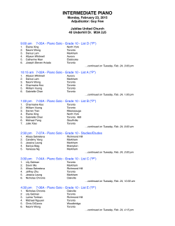 Intermediate Piano - Kiwanis Music Festival of Greater Toronto