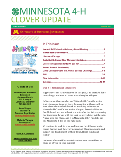 Jackson County 4-H January 2015 Clover Update