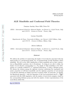 ALE manifolds and Conformal Field Theory