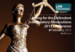 Acting for the Defendant in Regulatory Prosecutions 2015
