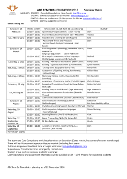 ADE REMEDIAL EDUCATION 2015 Seminar Dates