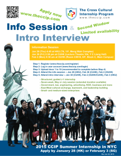 (CCIP) - Summer Internship at NYC (Deadline: 28 Jan 2015)