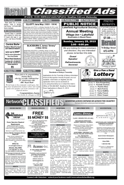 Classified Ads - Lakefield Herald
