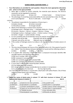 SCIENCE MODEL QUESTION PAPER – 1 I. Four Alternatives are