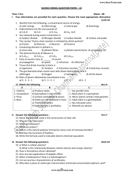 SCIENCE MODEL QUESTION PAPER – 10 Time: 3 hrs Marks : 80 I