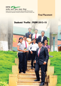 PGDM 2013-15 - Indian Institute of Plantation Management