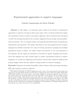 Experimental approaches to ergative languages