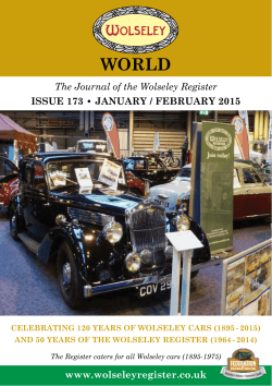 The Journal of the Wolseley Register Issue 173 • JANuARY