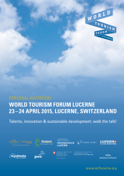 WORLD TOURISM FORUM LUCERNE 23 – 24 APRIL 2015