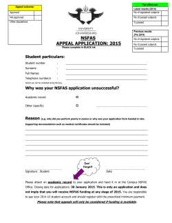 NSFAS APPEAL APPLICATION: 2015