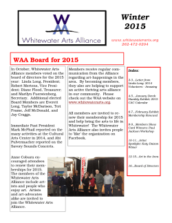 Whitewater Arts Alliance Winter Newsletter 2015 with photos resized