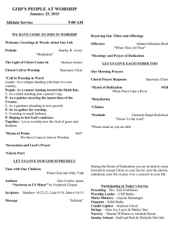 Worship Bulletin (PDF Format) - First Baptist Church of Ottawa