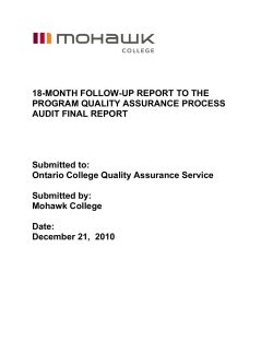 Mohawk Followup 2011 - Ontario College Quality Assurance Service