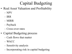 Real Asset Valuation and Capital Budgeting