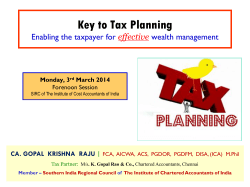 Tax Planning - by CA. GOPAL KRISHNA RAJU -