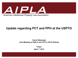 Watanabe - Update regarding PCT and PPH at the USPTO