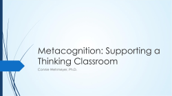 Metacognition: Supporting a Thinking Classroom