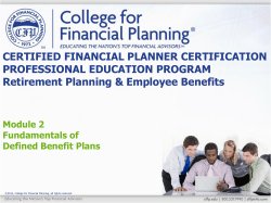 Defined Benefit - College for Financial Planning