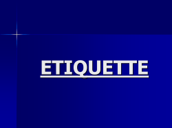 ETIQUETTE - Lt Col Sundar