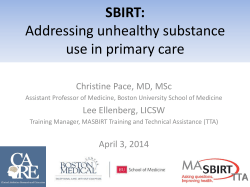 (MASBIRT) Program: Addressing substance use in primary care