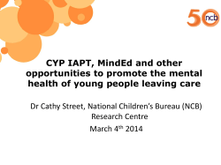 CYP IAPT, MindEd and other opportunities to promote the mental