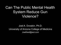 Can The Public Mental Health System Reduce Gun Violence?