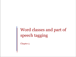 Part of Speech Tagging (Chapter 5)(chapter5)