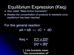 Equilibrium Expression (Keq)