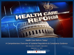 Health Care Reform Today – Jan Dumont, Riggs, Abney
