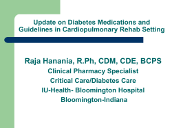 Diabetes For Rehab Final NC - Indiana Society of Cardiovascular