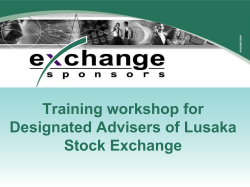 Role of the DA by Exchange Sponsors for LuSE Training Workshop